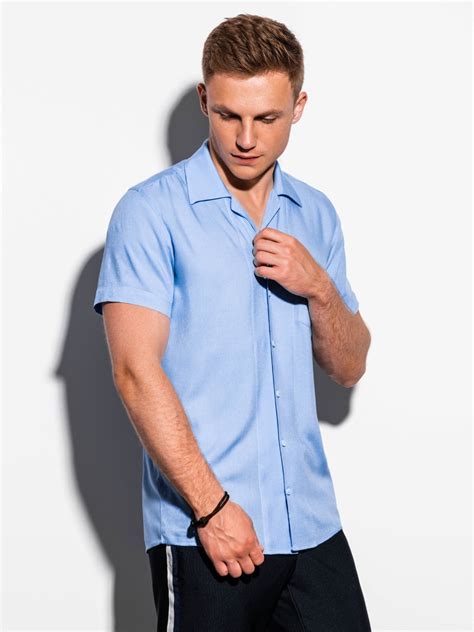 mens shirt  short sleeves  light blue modone wholesale clothing  men