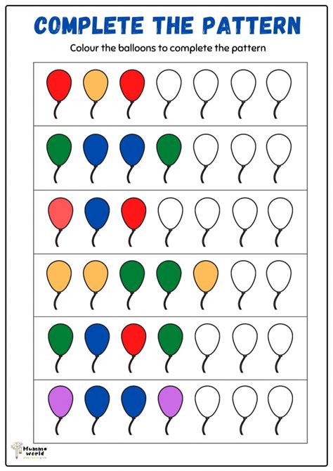 pattern worksheets  preschool complete  pattern mummaworldcom