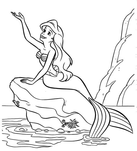 mermaid sitting  rock coloring page clip art library
