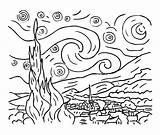 Gogh Starry Etoilee étoilée Notte Stellata Coloriages Ninos Plastiques Vangogh Justcolor sketch template
