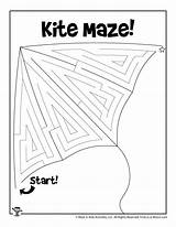 Kite Maze Printable Mazes Woojr Puzzle sketch template