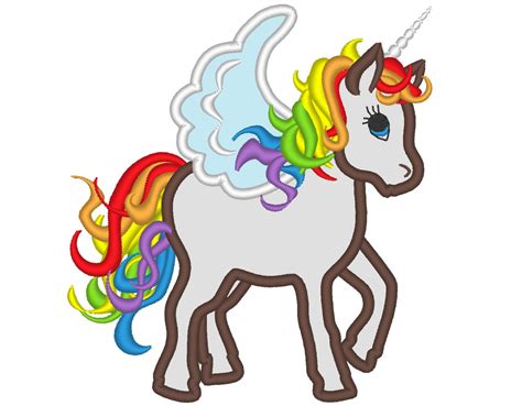 rainbow unicorn machine embroidery designs applique flying rainbow