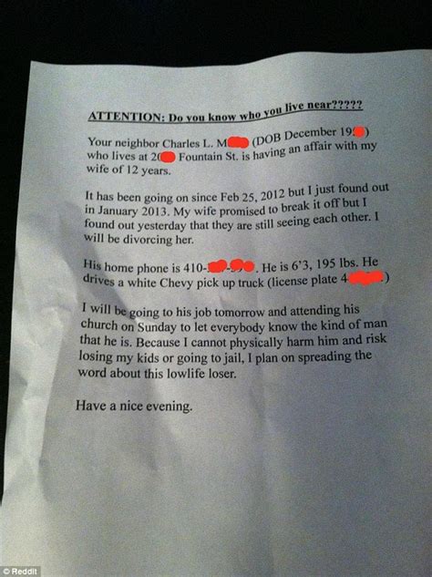 Husband Takes Revenge On Cheating Wife With Tell All Letter