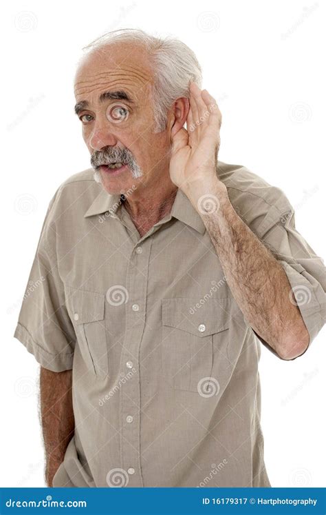 hard  hearing senior stock image image  aged mediterranean