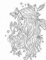 Drawing Coloring Pages Fairy Cute Pixabay Girl Sketch Hair Printable Sketches Animal Drawings Long Choose Board sketch template