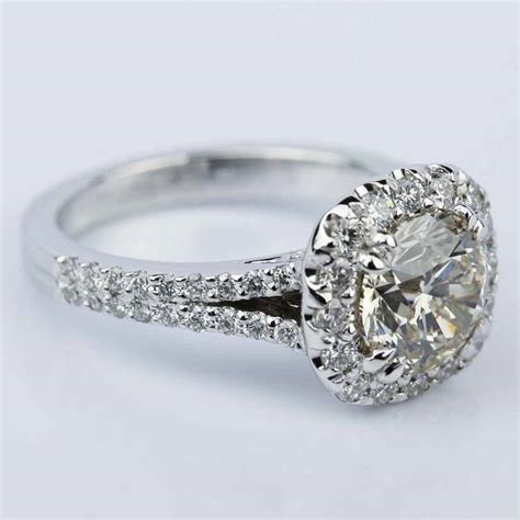Fancy Gallery Split Shank Halo Round Diamond Engagement Ring 2 50 Ct