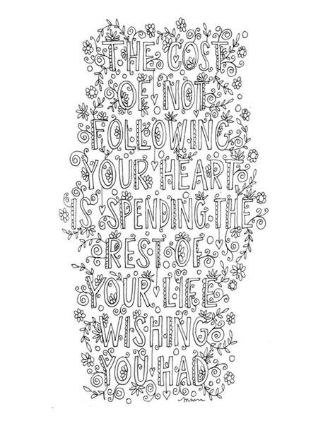quote coloring page instant  handlettered print