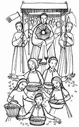 Christi Corpus Fronleichnam Feast Procession Ausmalen Christ Rosary Religionsunterricht Christlich Christie Viva Vaticano sketch template