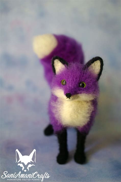 purple fox  saniamanicrafts needle felted miniature needlefelted saniamanicrafts fantasyfox