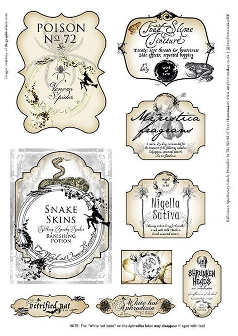 halloween apothecary    potion bottle labels  witch