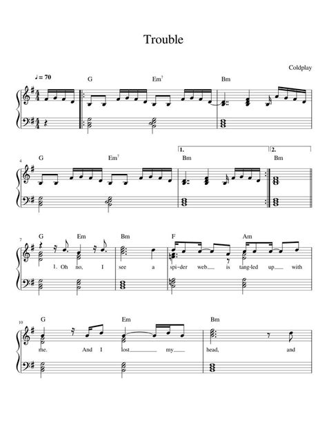 Print And Download Trouble Coldplay Sheet Music For