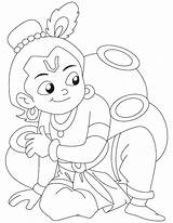 Krishna Pages Coloring Lord Little Draw Kids Colouring Baby Outline Shri Radha Drawing Easy Drawings Sketch Simple Milk Bal Color sketch template