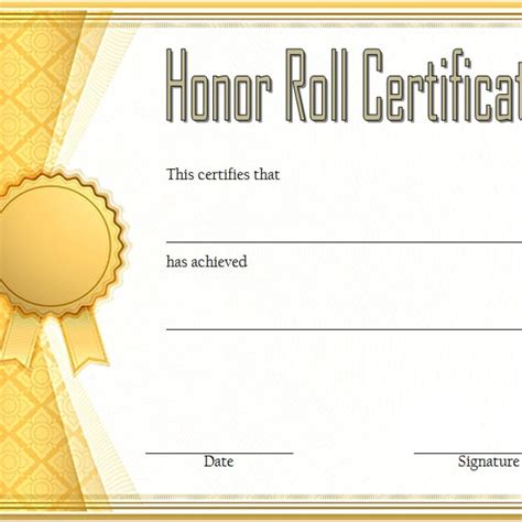 downloadable printable  editable honor roll certificate template