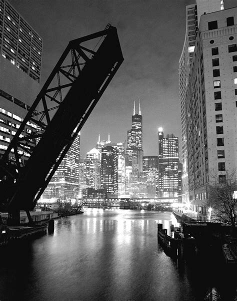 chicago skyline black and white sears tower photograph