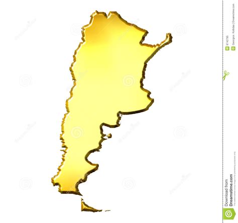 argentina 3d golden map stock illustration image of isolated 8742795