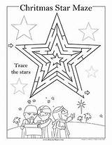 Maze Christmas Star Wise Men Kids Mazes Activities Activity Sunday School Printables Printable Jesus Worksheets Bethlehem Pages Following Crafts Choose sketch template