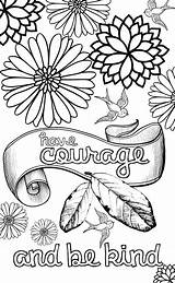 Coloring Quote Pages Teens Adults Courage Kids sketch template