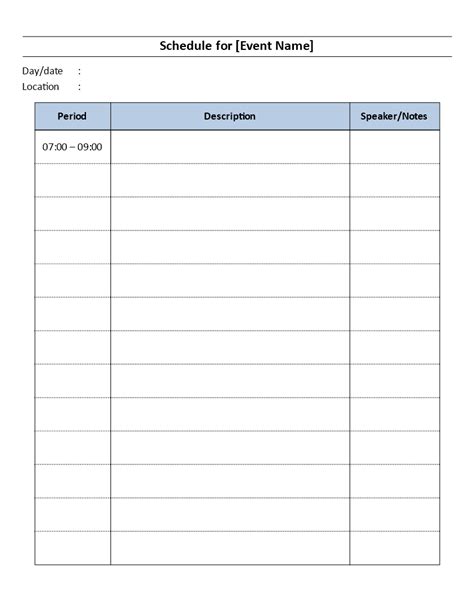 day event schedule templates  allbusinesstemplatescom