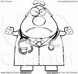 Chubby Cartoon Veterinarian Doctor Male Angry Clipart Cory Thoman Outlined Coloring Vector Careless Shrugging 2021 Clipartof sketch template