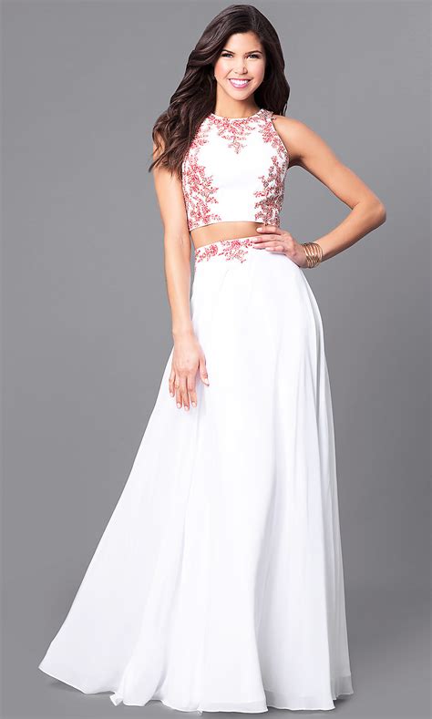 Long Off White Two Piece Prom Dress Promgirl