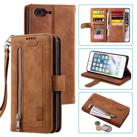 dteck wallet case  iphone     matte pu leather case built   card slots zipper