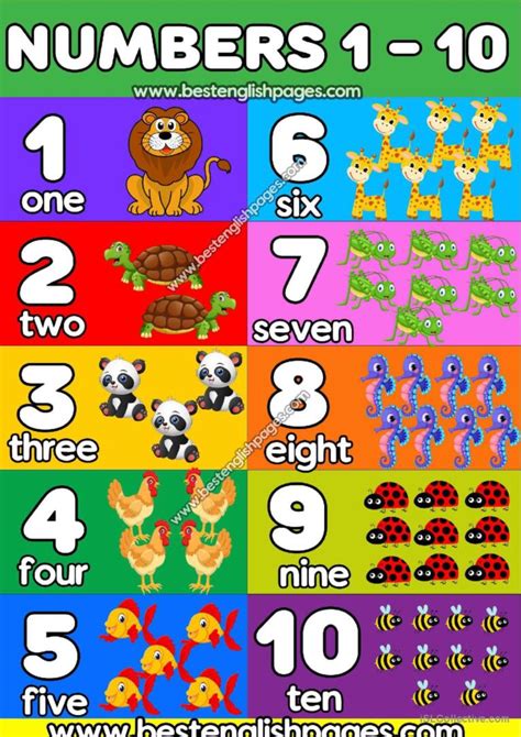 numbers charts  kids poster english esl worksheets