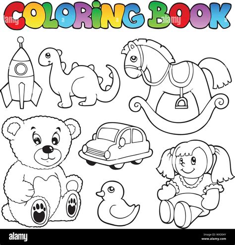 libro  colorear juguetes tema  imagen vector de stock alamy