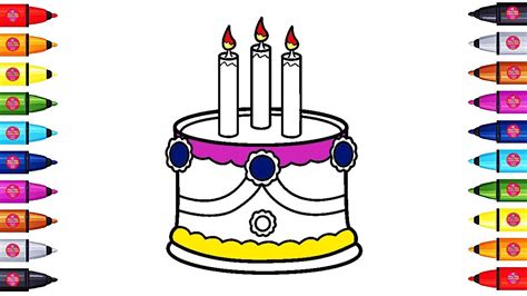 color  birthday cake coloring page  kids  learn colors