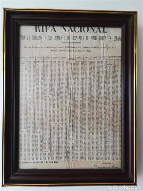 Hoja Periódico Unica Año 1879 Lotería Nacional Comprar