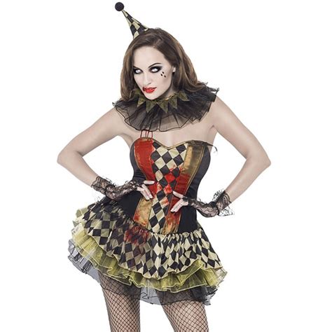 women s harlequin horror circus girl clown mini dress