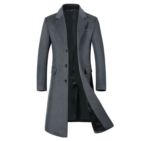 mens wool jacket warm winter trench long outwear button smart overcoat coats walmartcom