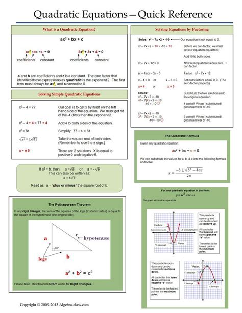 page notes worksheet  quadratic equations unit quadratics