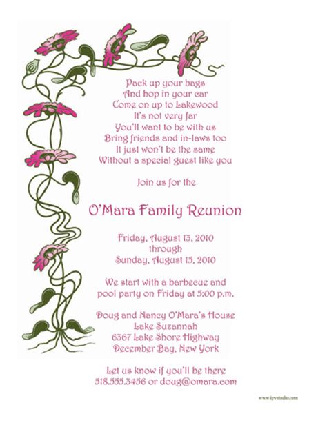 family reunion letter template style frt