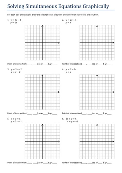 gcsesimultaneous equations graphically worksheet  tristanjones