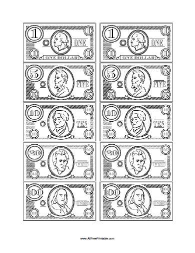 printable dollar bill coloring pages