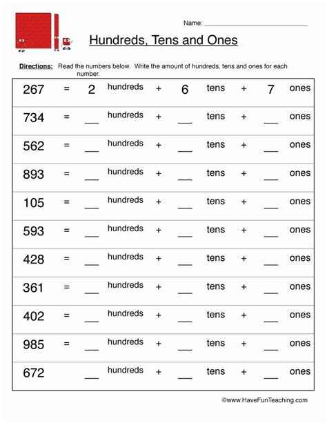 grade hundreds tens   worksheets  grade  guide