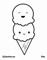 Ice Coloring Cream Pages Icecream Cute Faces Kawaii Cutekawaiiresources Wordpress sketch template