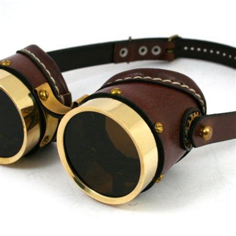 steampunk goggles made of solid brass brown leather mann and co