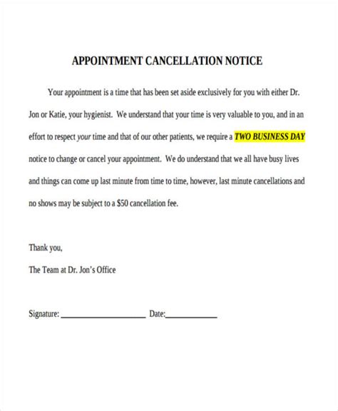 cancellation notice  examples format  examples