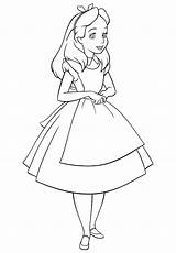 Alice Coloring Wonderland Pages Girl sketch template
