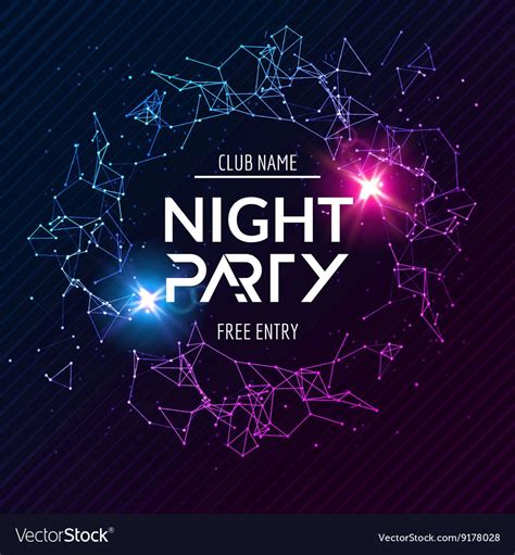 night party poster shiny banner club disco dj dance summer invitation    preview