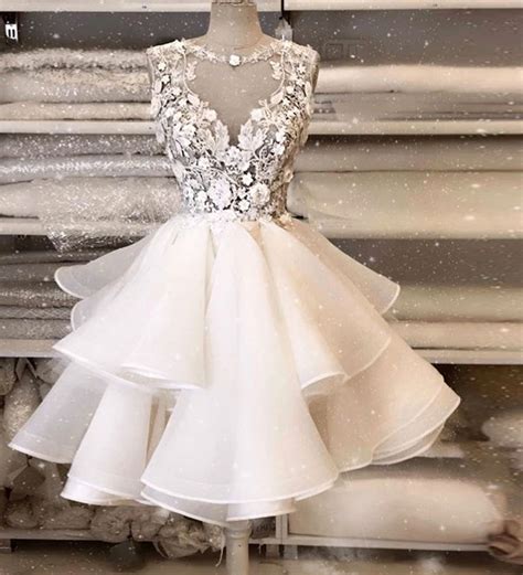 white lace short prom dress hoco dress · dreamy dress · online store