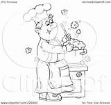 Coloring Soup Making Chef Clipart Royalty Outline Illustration Happy Rf Bannykh Alex sketch template