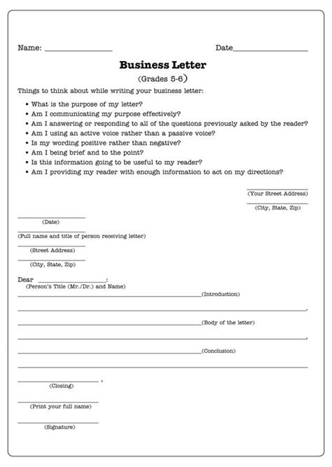 business letters letter writing worksheet     graders