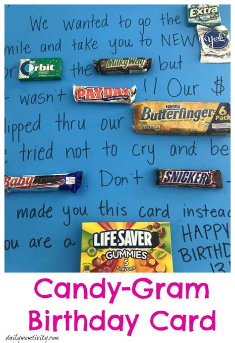 candy gram birthday card  perfect diy card  kids