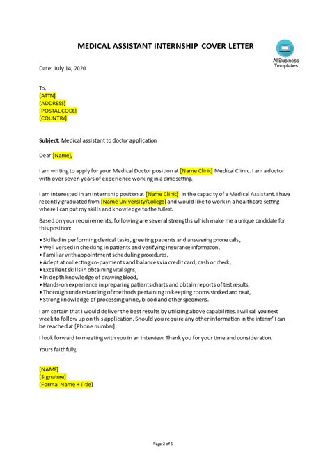 formal job application letter  doctor templates