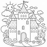 Colorir Castelo Desenhos Château Fairytale Castelos sketch template