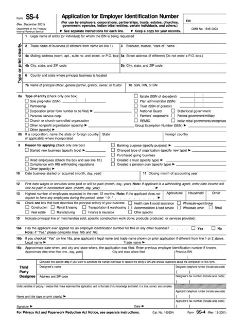 ein ss  form fillable printable forms