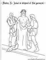 Cross Coloring Pages Stations Jesus Station Simon Cyrene sketch template