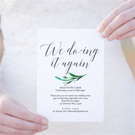 vow renewal invitation template wedding anniversary   ing etsy
